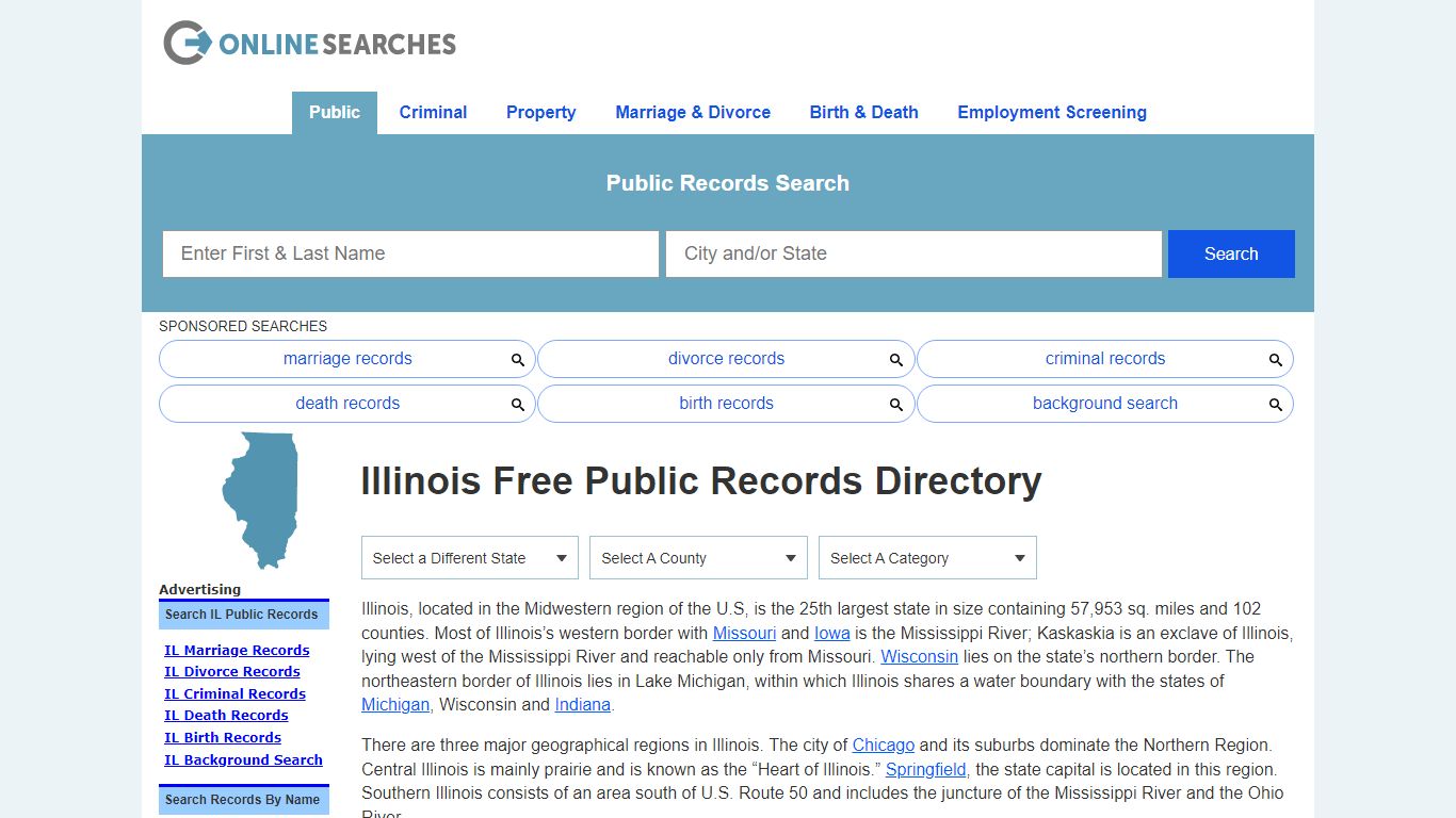 Illinois Free Public Records Directory - OnlineSearches.com